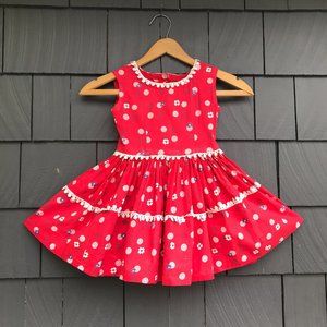 Vintage 1950’s Handmade Cotton Little Girl Dress - Red